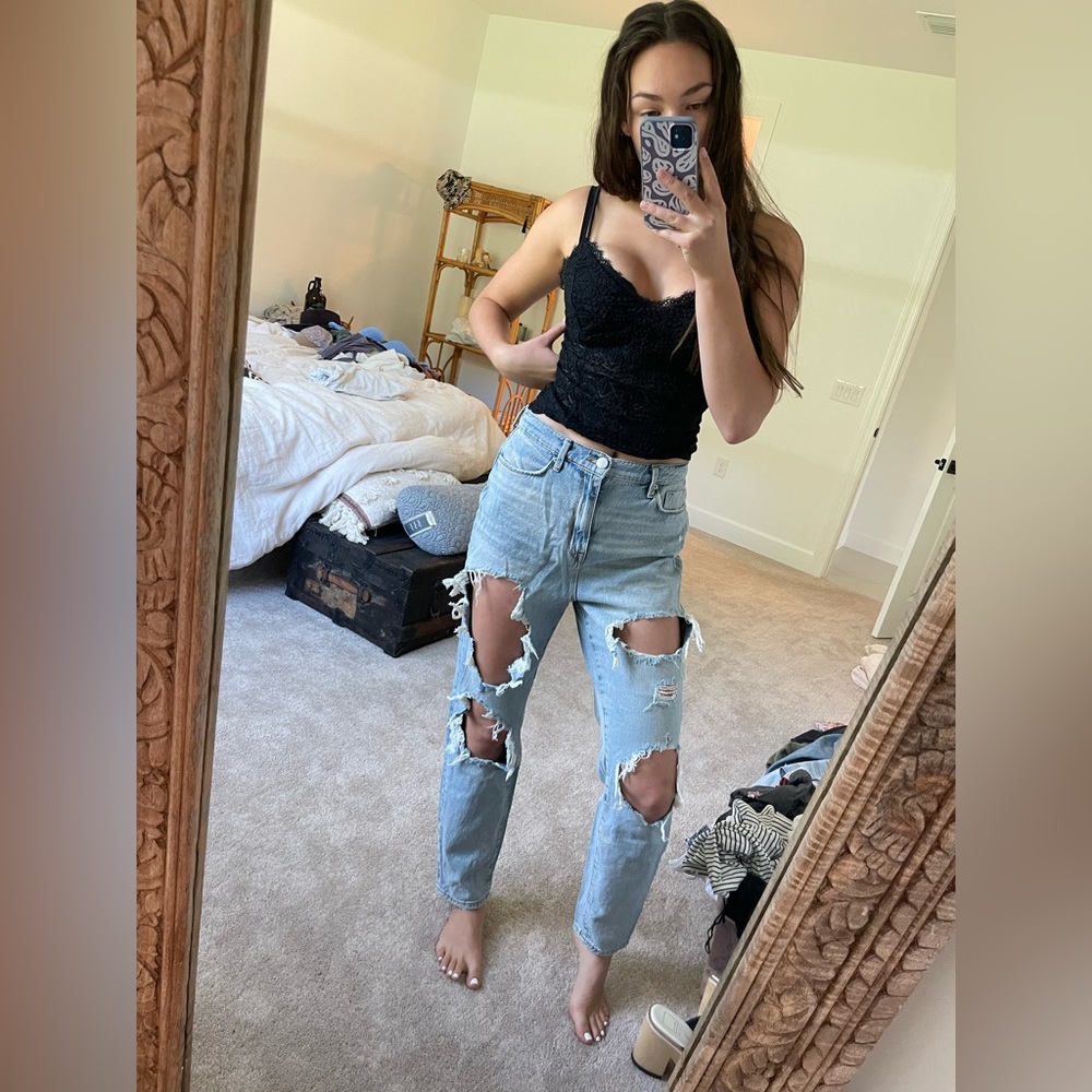 BDG high rise distressed mom jean